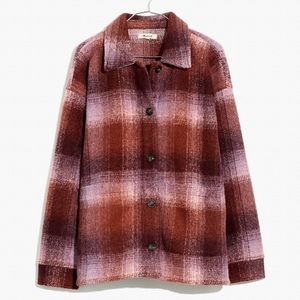 Madewell Brushed Plaid Knit Shirt Jacket